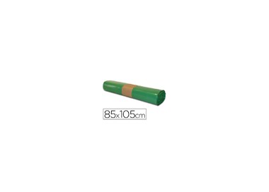 Bolsa basura industrial verde 85x105cm galga 110 rollo de 10 unidades