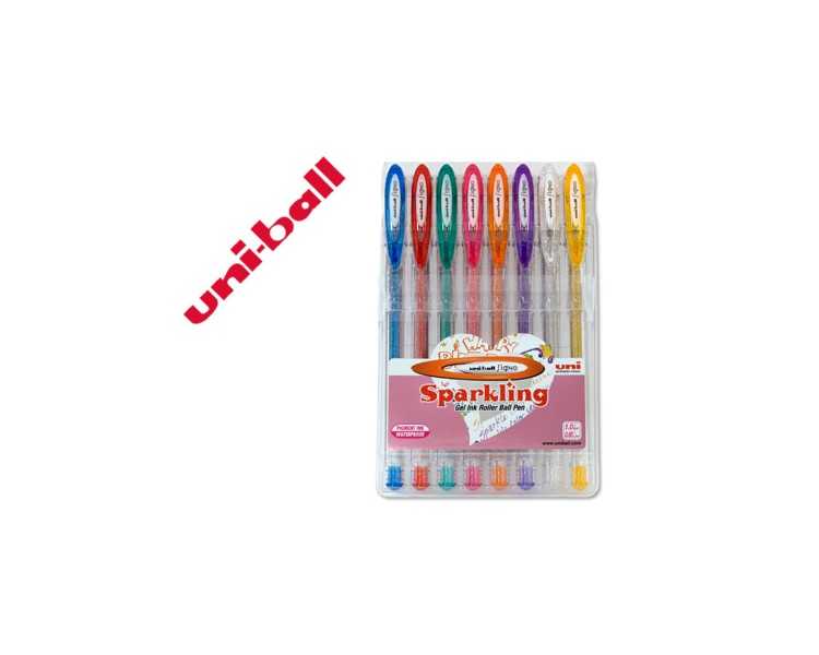 Boligrafo uni ball um-120 signo 0,7 mm tinta gel estuche de 8 colores con purpurina