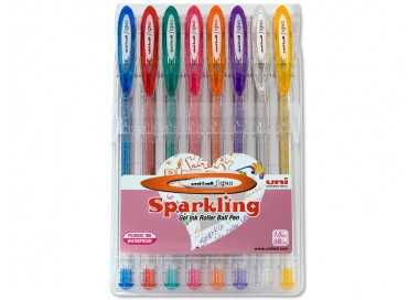 Boligrafo uni ball um-120 signo 0,7 mm tinta gel estuche de 8 colores con purpurina