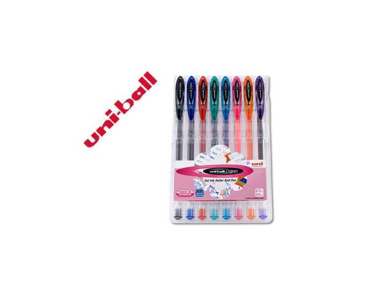 Boligrafo uni ball um-120 signo 0,7 mm tinta gel estuche de 8 colores basicos
