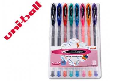 Boligrafo uni ball um-120 signo 0,7 mm tinta gel estuche de 8 colores basicos
