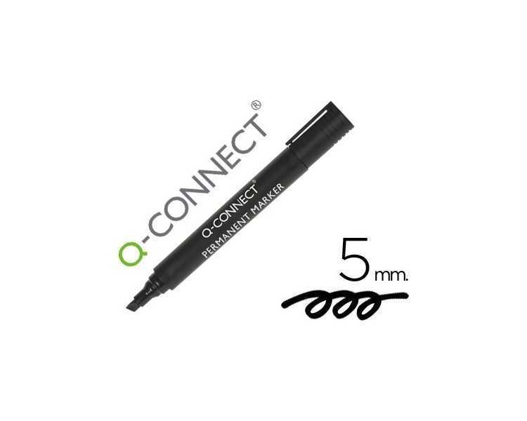 Rotulador q-connect marcador permanente negro punta biselada 5.0 mm