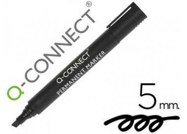 Rotulador q-connect marcador permanente negro punta biselada 5.0 mm