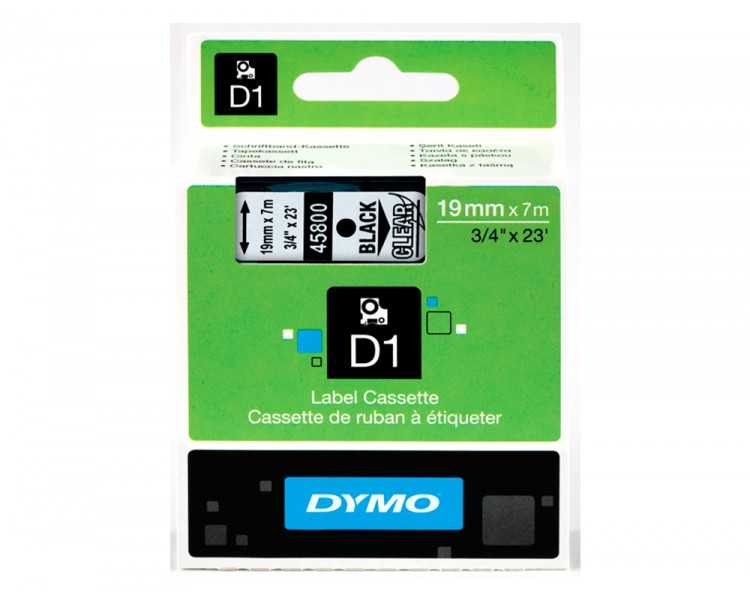 Cinta dymo negro transparente 19mm x 7 mt d1