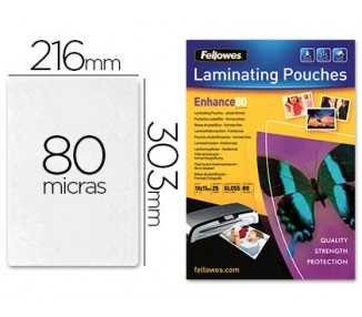 Bolsa de plastificar fellowes brillo din a4 80 mc pack 25 unidades
