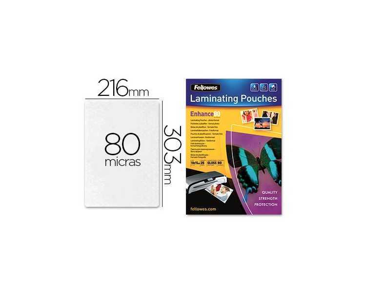 Bolsa de plastificar fellowes brillo din a4 80 mc pack 25 unidades