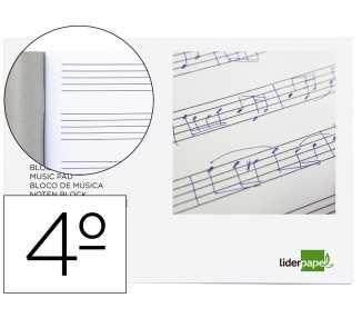 Bloc musica liderpapel pentagrama 5mm cuarto 20 hojas 100g/m2 grapado