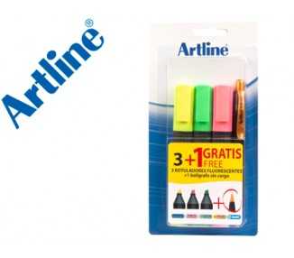 Rotulador artline fluorescente ek-660 blister de 3 unidades + 1 boligrafo serie 7000 sin cargo