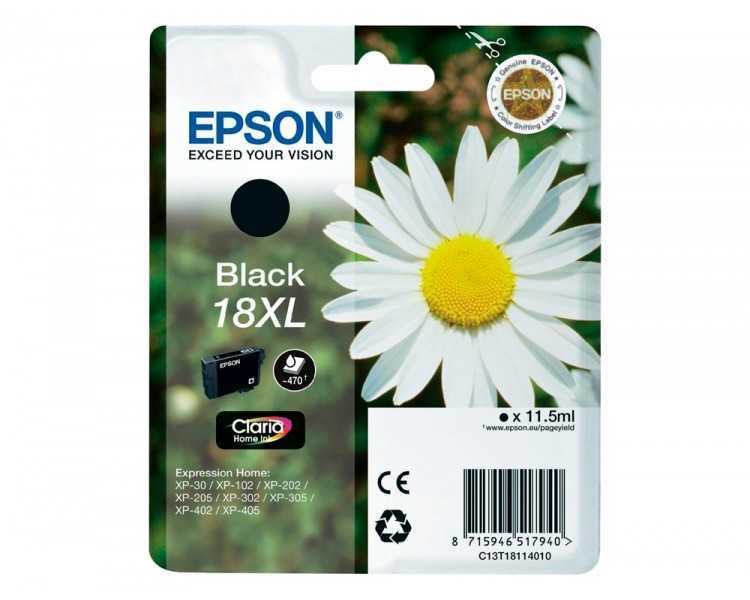 Ink-jet epson t18xl negro expression home xp-102 xp-205 xp-305 xp-405 capacidad 470 pag
