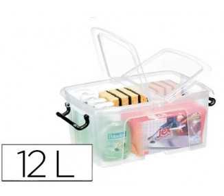 Contenedor plastico cep 12 litros 405x295x183 mm transparente con tapa y cierre hermetico