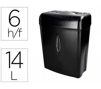 Destructora de documentos q-connect kf17970 capacidad de corte 6 h destruye grapas clips y tarjetas papelera 14l