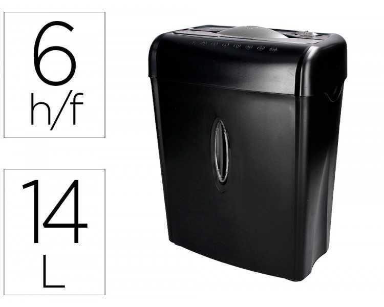 Destructora de documentos q-connect kf17970 capacidad de corte 6 h destruye grapas clips y tarjetas papelera 14l