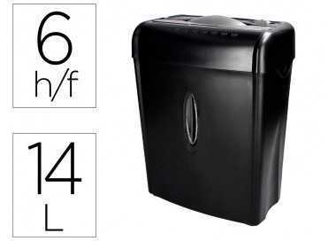 Destructora de documentos q-connect kf17970 capacidad de corte 6 h destruye grapas clips y tarjetas papelera 14l