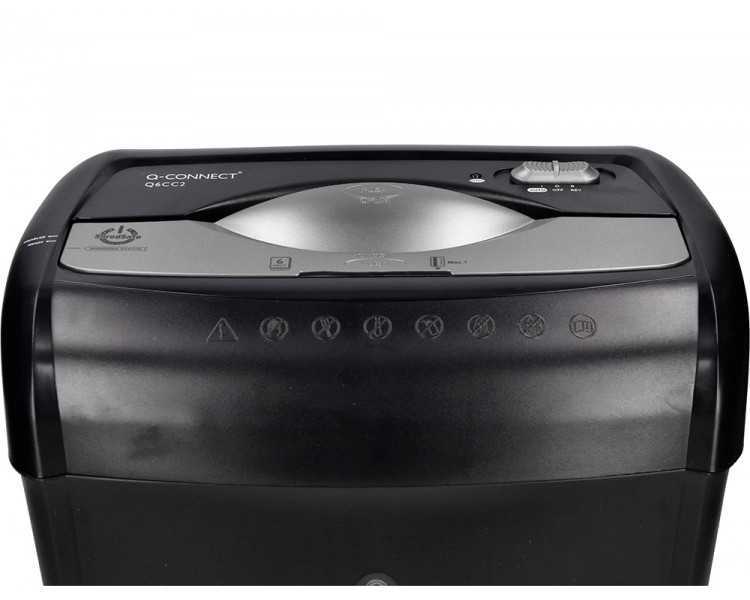 Destructora de documentos q-connect kf17970 capacidad de corte 6 h destruye grapas clips y tarjetas papelera 14l
