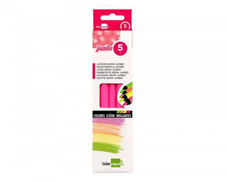 Lapices fluorescente liderpapel jumbo neon rosa