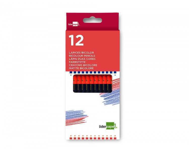 Lapices bicolor liderpapel fino rojo/azul