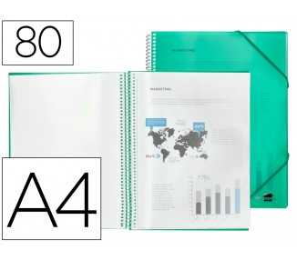 Carpeta liderpapel escaparate con espiral 80 fundas polipropileno din a4 verde