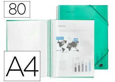 Carpeta liderpapel escaparate con espiral 80 fundas polipropileno din a4 verde