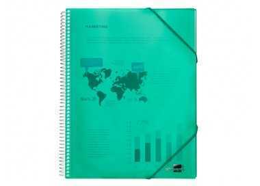 Carpeta liderpapel escaparate con espiral 80 fundas polipropileno din a4 verde Carpeta liderpapel escaparate con espiral 80 fundas polipropileno din a4 verde