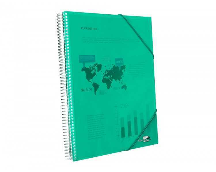 Carpeta liderpapel escaparate con espiral 80 fundas polipropileno din a4 verde