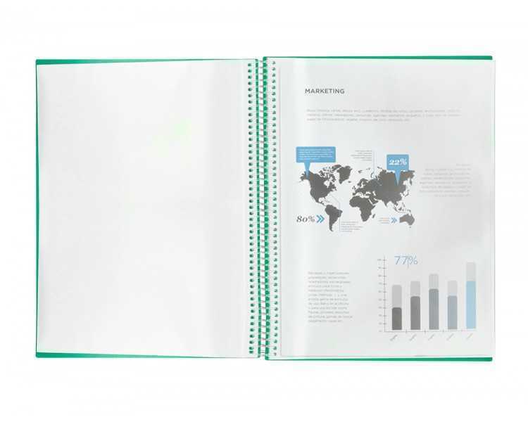 Carpeta liderpapel escaparate con espiral 80 fundas polipropileno din a4 verde
