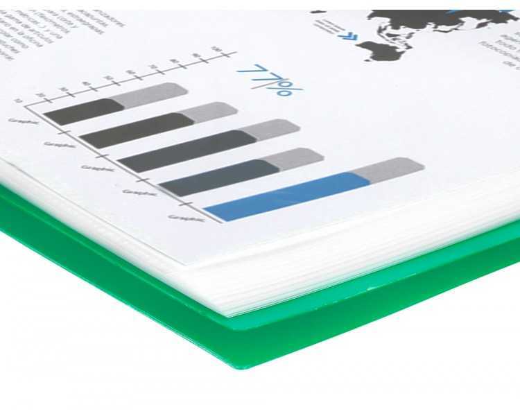 Carpeta liderpapel escaparate con espiral 80 fundas polipropileno din a4 verde