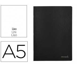Libreta liderpapel tapa negra a5 80 hojas 60g/m2 liso con doble margen