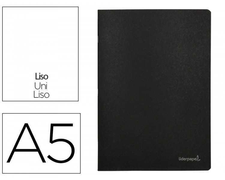 Libreta liderpapel tapa negra a5 80 hojas 60g/m2 liso con doble margen