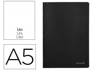 Libreta liderpapel tapa negra a5 80 hojas 60g/m2 liso con doble margen
