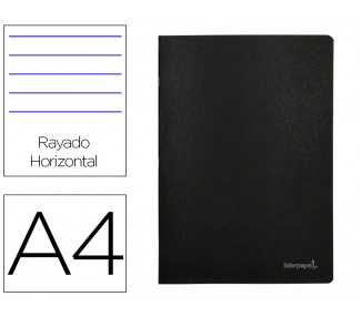 Libreta liderpapel tapa negra a4 80 hojas 60g/m2 horizontal con doble margen