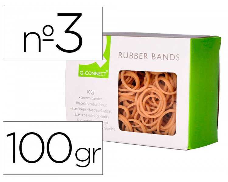 Gomillas elasticas q-connect 100 gr numero 3 30 x 2 mm