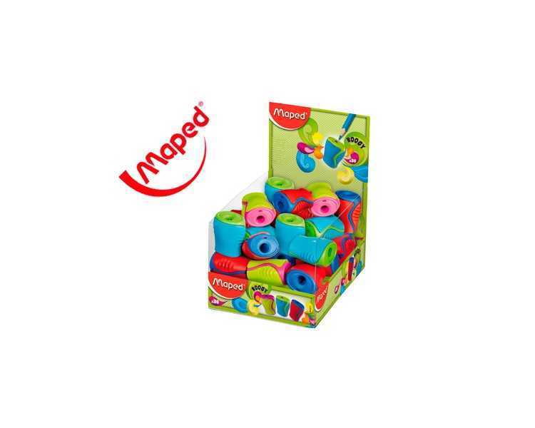 Sacapuntas maped plastico boogy 1 uso con deposito colores surtidos