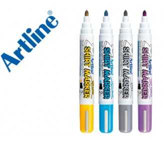 Rotulador artline camiseta ekt-2 amarillo gris celeste y violeta punta redonda 2 mm usoen camiseta caja de 4 unidades