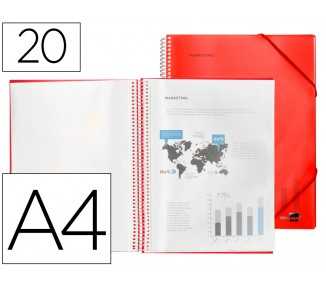 Carpeta liderpapel escaparate con espiral 20 fundas polipropileno din a4 rojo