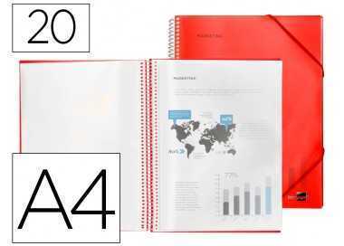 Carpeta liderpapel escaparate con espiral 20 fundas polipropileno din a4 rojo