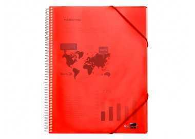 Carpeta liderpapel escaparate con espiral 20 fundas polipropileno din a4 rojo