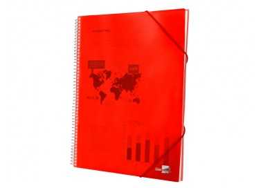 Carpeta liderpapel escaparate con espiral 20 fundas polipropileno din a4 rojo