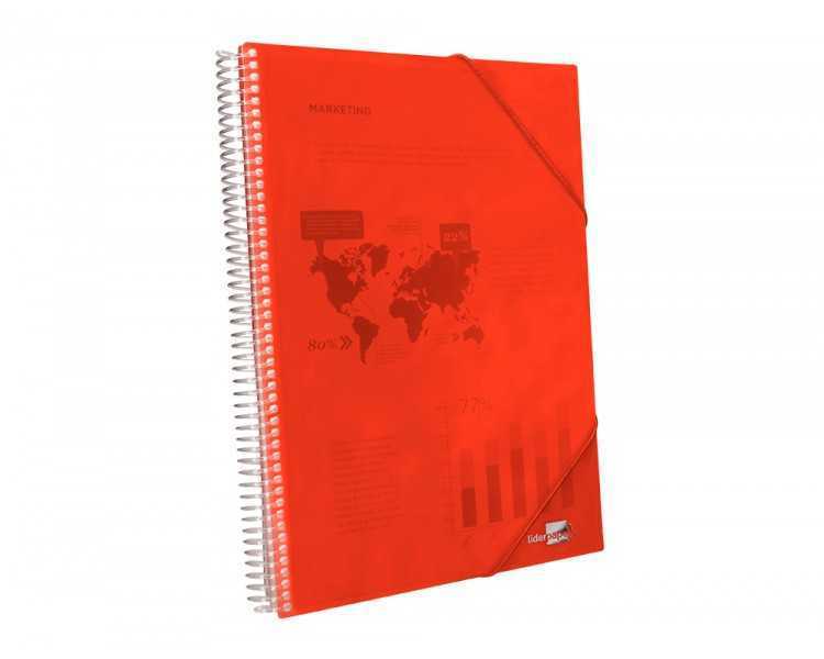 Carpeta liderpapel escaparate con espiral 20 fundas polipropileno din a4 rojo