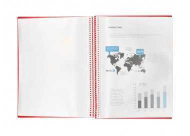 Carpeta liderpapel escaparate con espiral 20 fundas polipropileno din a4 rojo