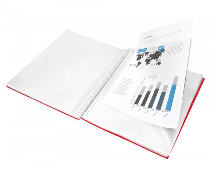 Carpeta liderpapel escaparate con espiral 20 fundas polipropileno din a4 rojo