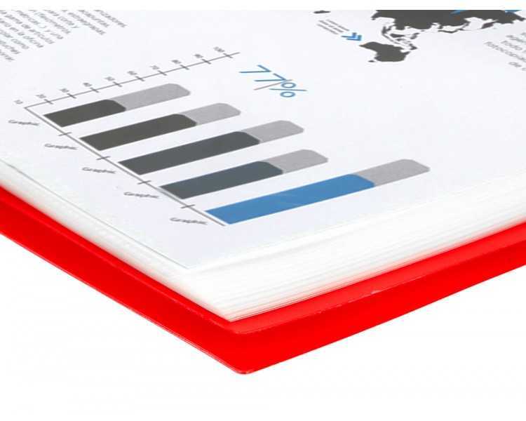 Carpeta liderpapel escaparate con espiral 20 fundas polipropileno din a4 rojo