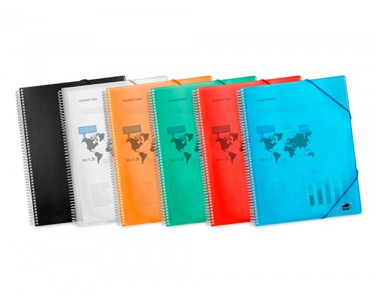 Carpeta liderpapel escaparate con espiral 20 fundas polipropileno din a4 rojo