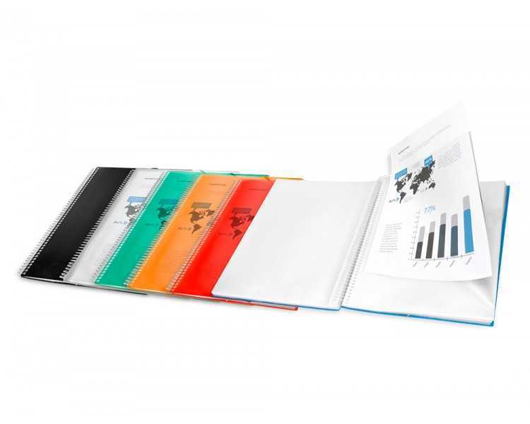 Carpeta liderpapel escaparate con espiral 20 fundas polipropileno din a4 rojo