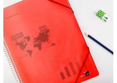Carpeta liderpapel escaparate con espiral 20 fundas polipropileno din a4 rojo