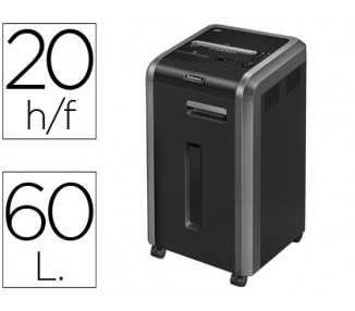 Destructora de documentos fellowes 225ci capacidad de corte 24 h destruye grapas clips cd y tarjetas 60 litros