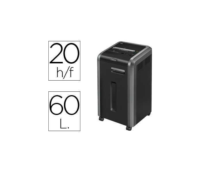 Destructora de documentos fellowes 225ci capacidad de corte 24 h destruye grapas clips cd y tarjetas 60 litros