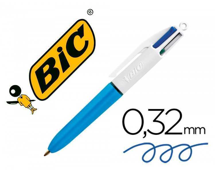 Boligrafo bic cuatro colores mini punta media 1mm