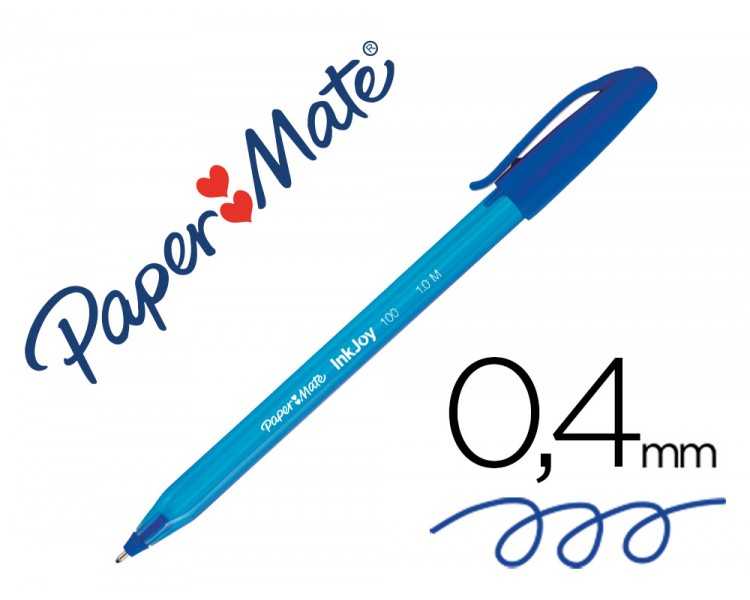 Boligrafo paper mate inkjoy 100 punta media trazo 1mm azul