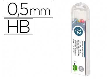 Minas liderpapel colores surtidos 0,5 mm estuche de 12 minas