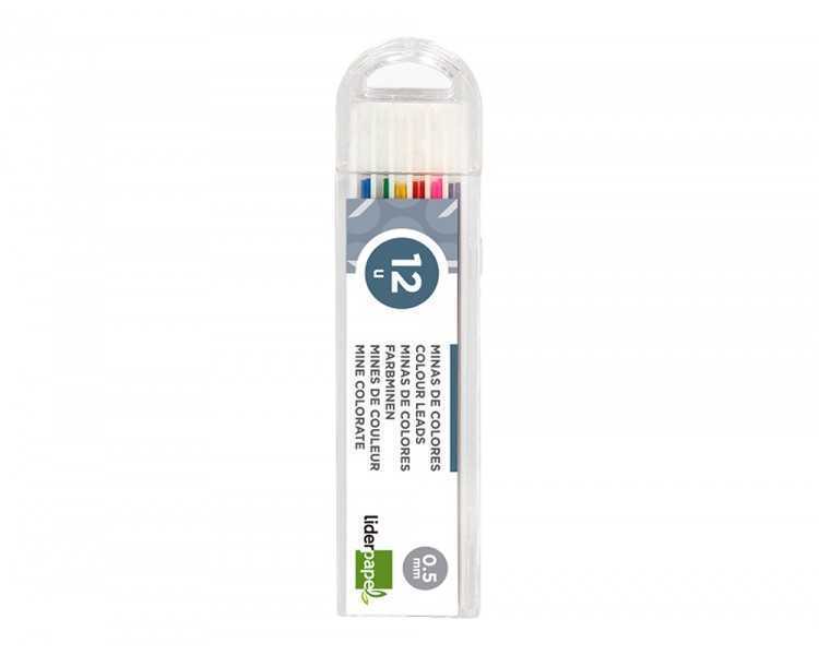 Minas liderpapel colores surtidos 0,5 mm estuche de 12 minas
